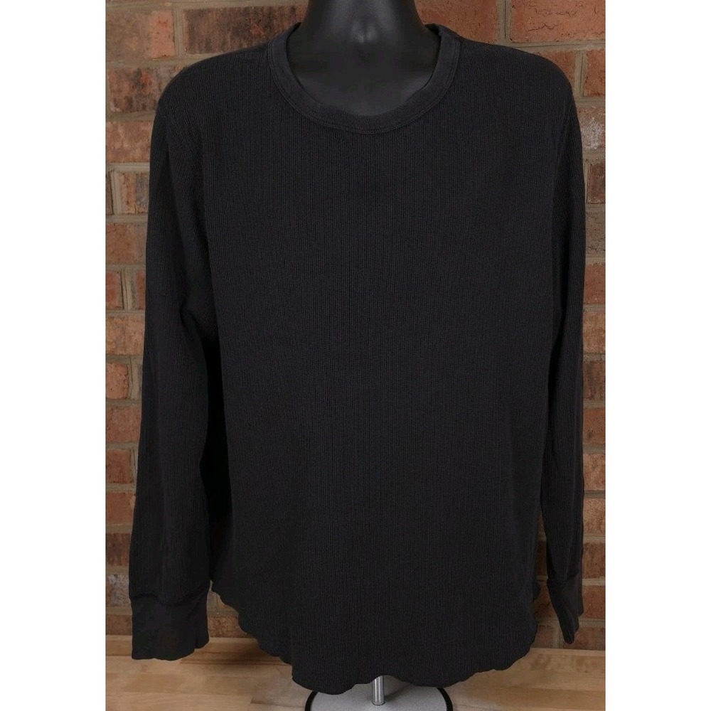Buck Mason Vintage Surplus Thermal Tee Men XL Long Sleeve Black
